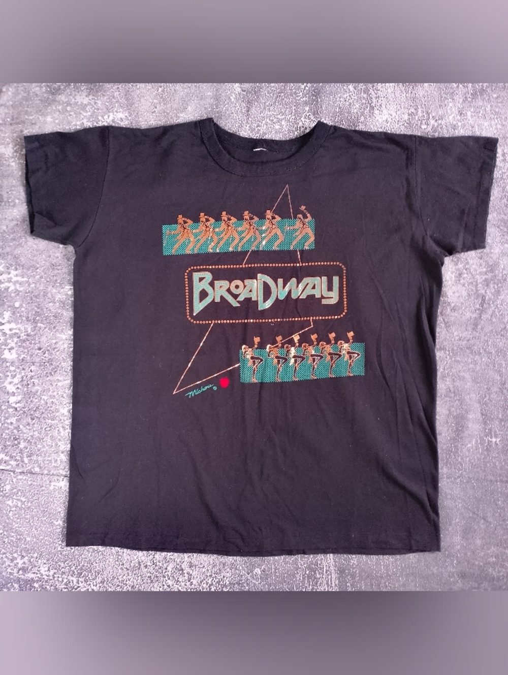Vintage 90s Broadway Graphic Tee Dancing Design Single Stitch